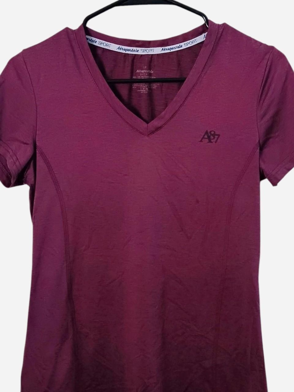 Aeropostale Women's V-Neck Tee in Deep Plum